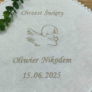 Bawełniana Szatka do Chrztu Świętego z Haftem Aniołka