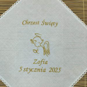 Bawełniana Szatka do Chrztu Świętego z Haftem Aniołka